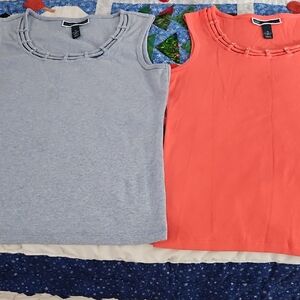 2 Karen Scott Tank Tops - Light Blue and Coral